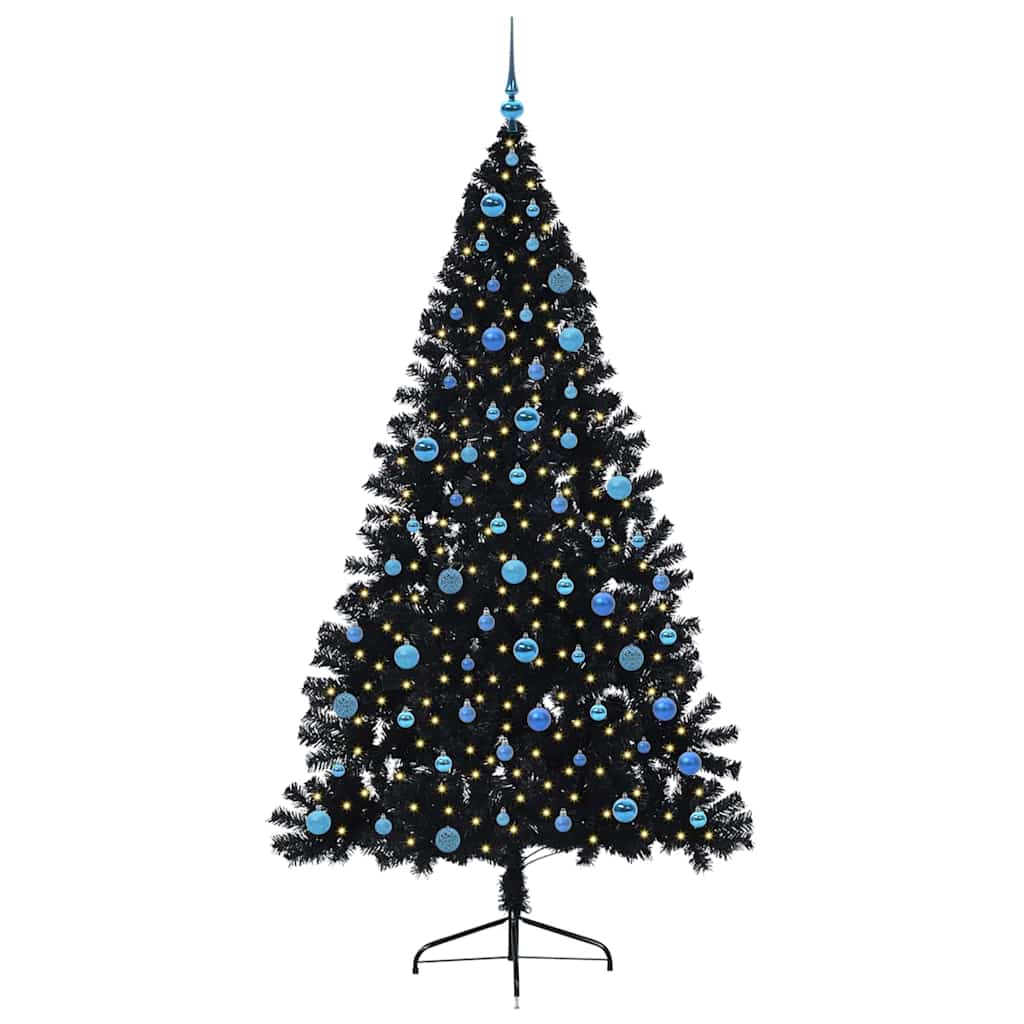 Kunstmatig Voorverlicht Kerstboom Met 300 Led Pvc Zwart 240 cm