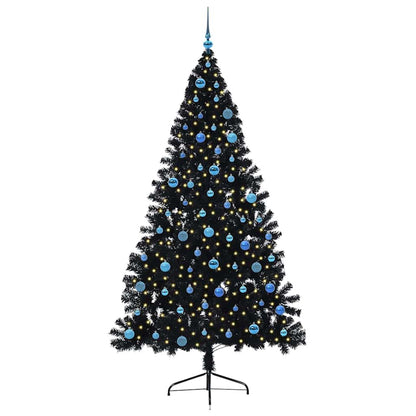 Kunstmatig Voorverlicht Kerstboom Met 300 Led Pvc Zwart 240 cm