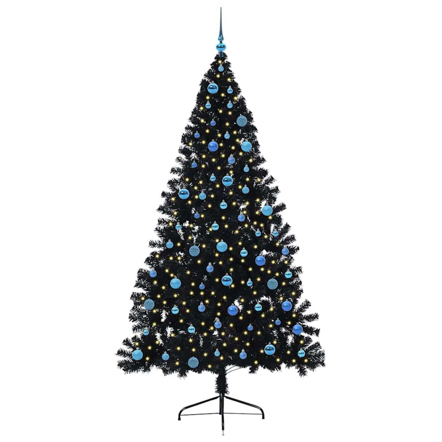 Kunstmatig Voorverlicht Kerstboom Met 300 Led Pvc Zwart 240 cm