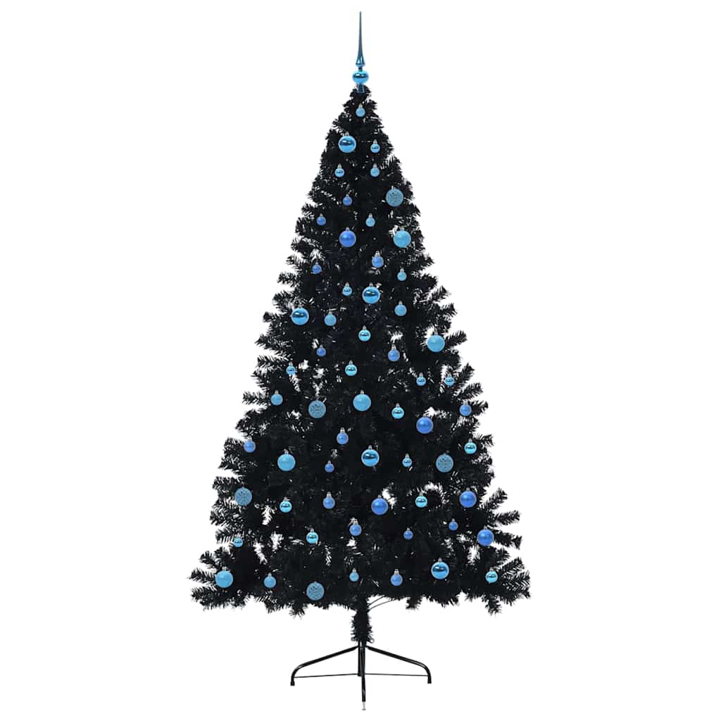 Kunstmatig Voorverlicht Kerstboom Met 300 Led Pvc Zwart 240 cm