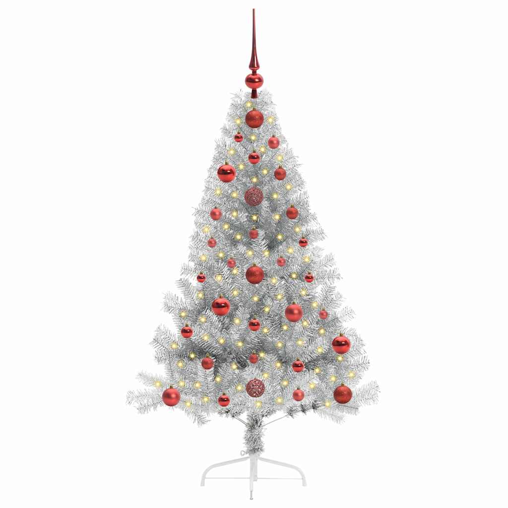 Kunstmatig Voorverlicht Kerstboom met 150 LED Zilver 120 cm PET