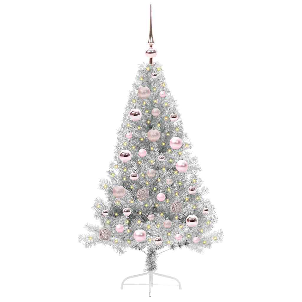 Kunstmatig Voorverlicht Kerstboom met 150 LED Zilver 120 cm PET