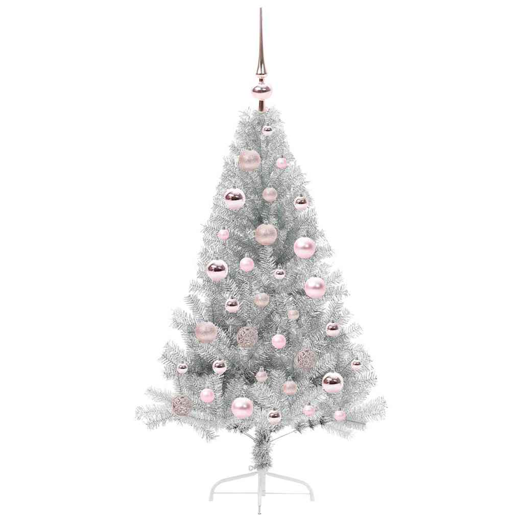 Kunstmatig Voorverlicht Kerstboom met 150 LED Zilver 120 cm PET