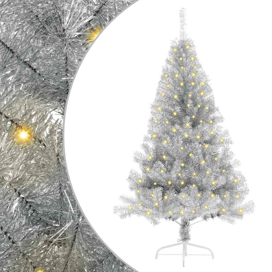 Kunstmatig Voorverlicht Kerstboom met 150 LED Zilver 150 cm PET