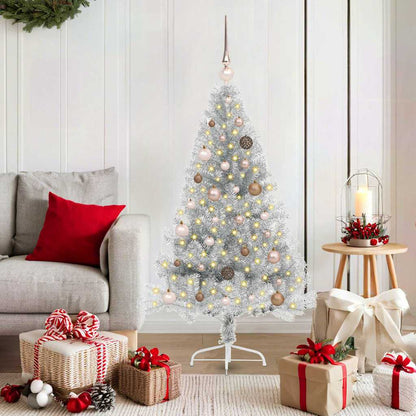 Kunstmatig Voorverlicht Kerstboom met 150 LED Zilver 150 cm PET