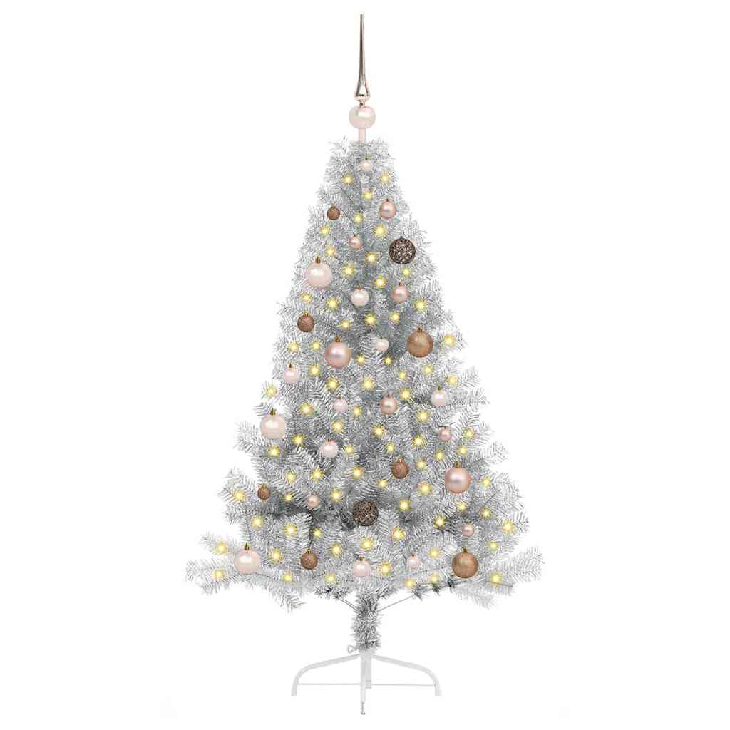 Kunstmatig Voorverlicht Kerstboom met 150 LED Zilver 150 cm PET