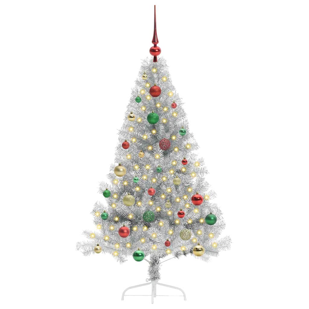 Kunstmatig Voorverlicht Kerstboom met 150 LED Zilver 150 cm PET