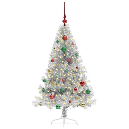 Kunstmatig Voorverlicht Kerstboom met 150 LED Zilver 150 cm PET