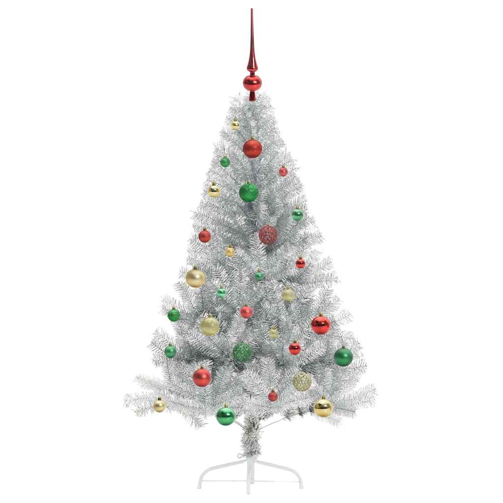Kunstmatig Voorverlicht Kerstboom met 150 LED Zilver 150 cm PET