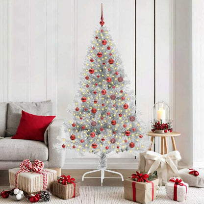 Kunstmatig Voorverlicht Kerstboom Zilver 180 cm PET