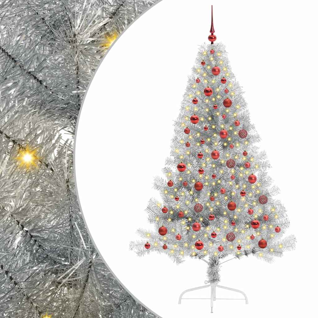 Kunstmatig Voorverlicht Kerstboom Zilver 180 cm PET