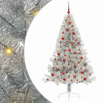Kunstmatig Voorverlicht Kerstboom Zilver 180 cm PET