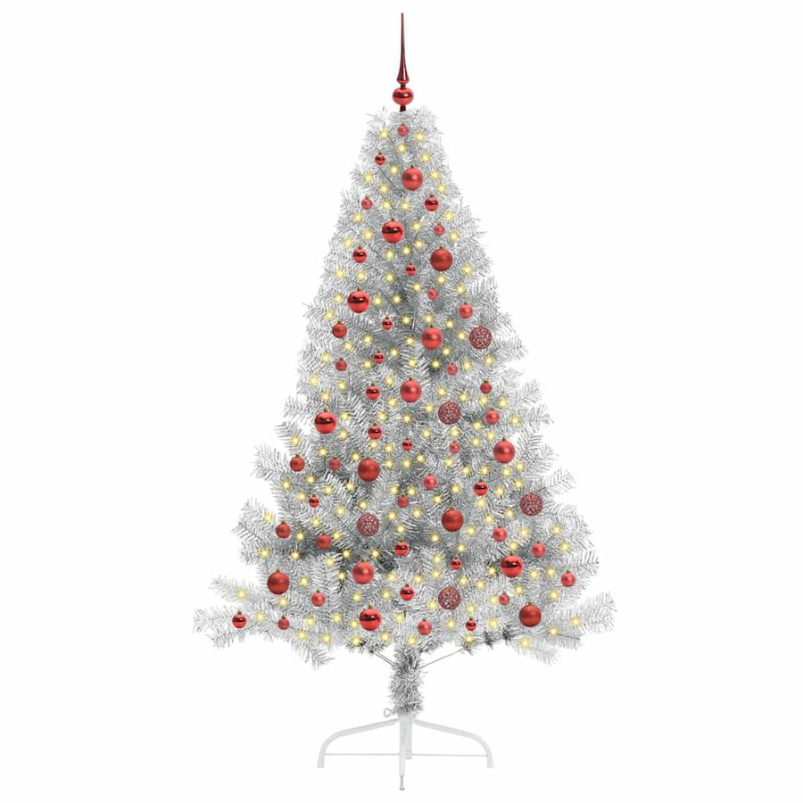 Kunstmatig Voorverlicht Kerstboom Zilver 180 cm PET