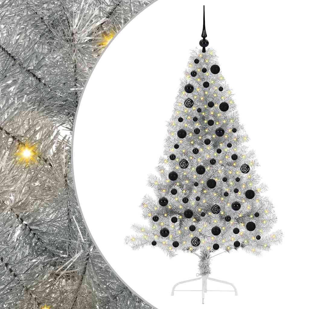 Kunstmatig Voorverlicht Kerstboom Zilver 180 cm PET