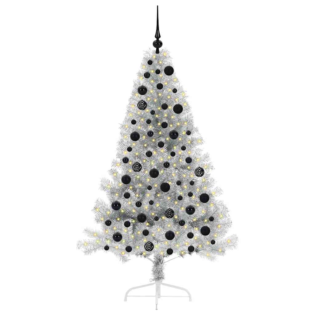 Kunstmatig Voorverlicht Kerstboom Zilver 180 cm PET