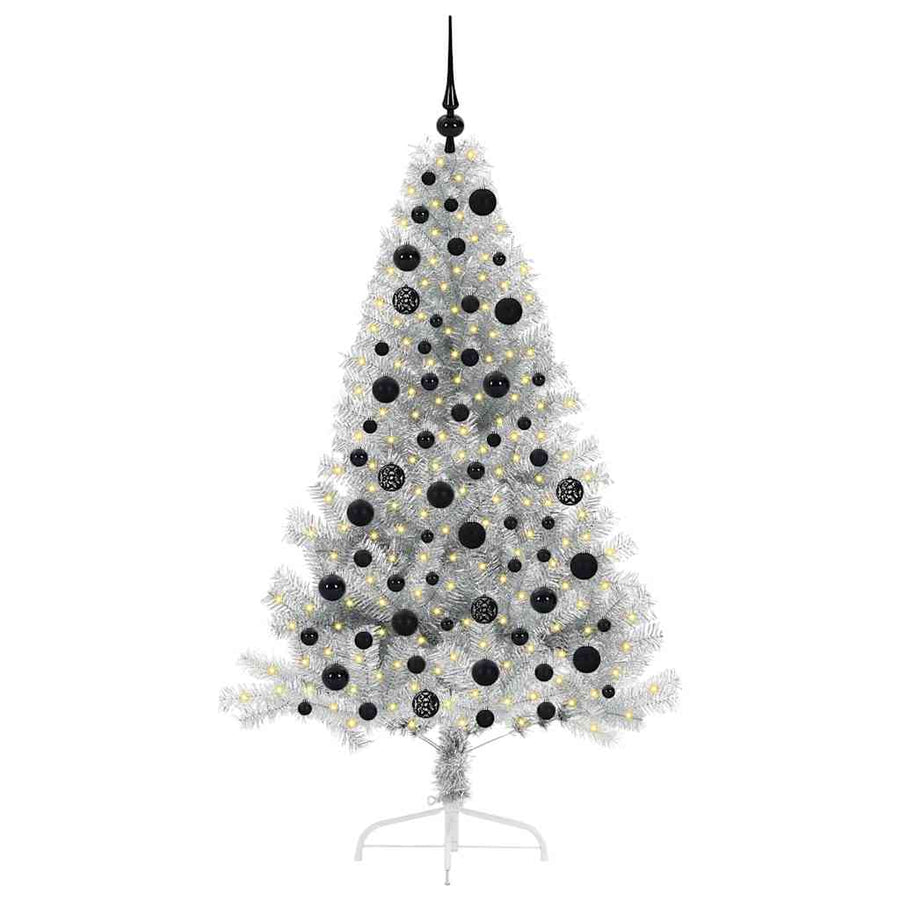 Kunstmatig Voorverlicht Kerstboom Zilver 180 cm PET