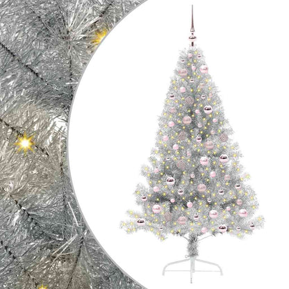Kunstmatig Voorverlicht Kerstboom Zilver 180 cm PET