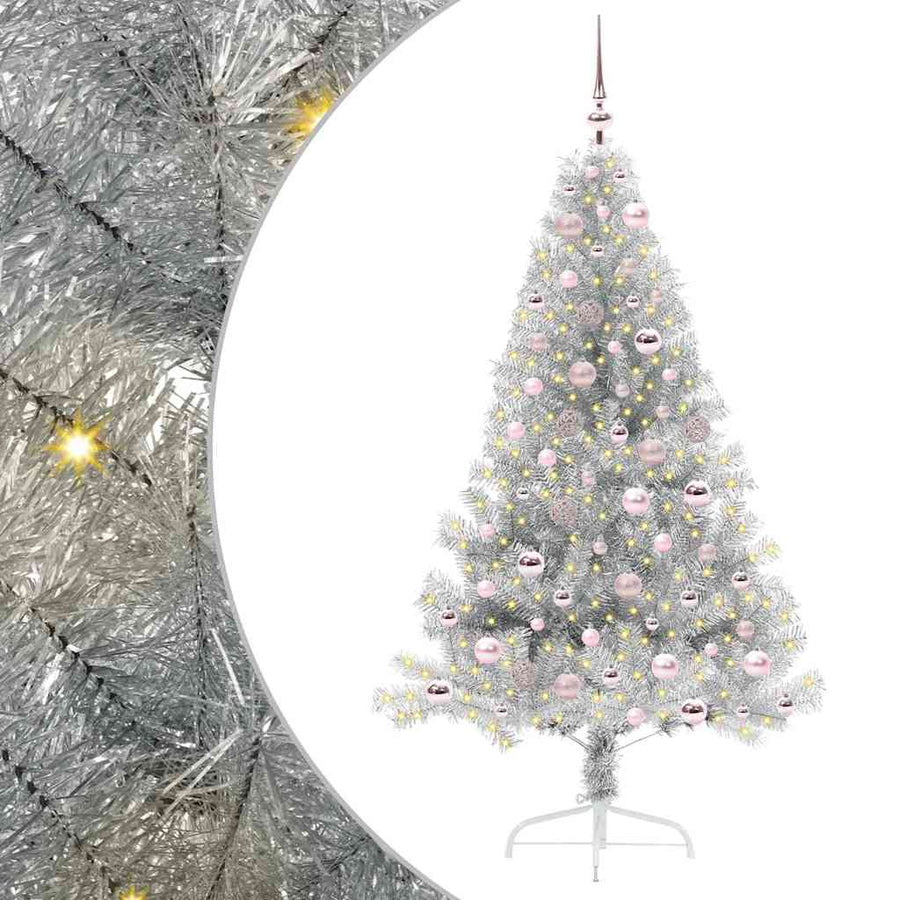 Kunstmatig Voorverlicht Kerstboom Zilver 180 cm PET