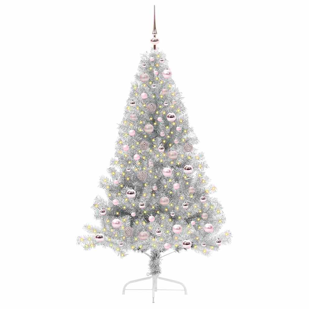 Kunstmatig Voorverlicht Kerstboom Zilver 180 cm PET