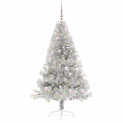 Kunstmatig Voorverlicht Kerstboom Zilver 180 cm PET