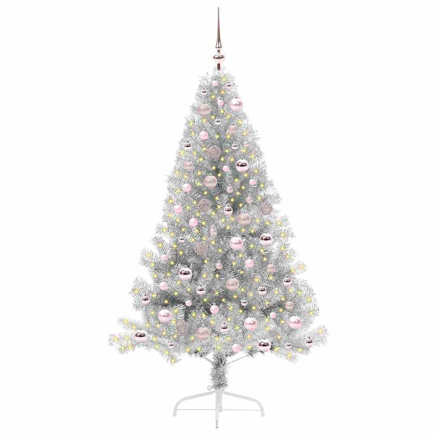 Kunstmatig Voorverlicht Kerstboom Zilver 180 cm PET
