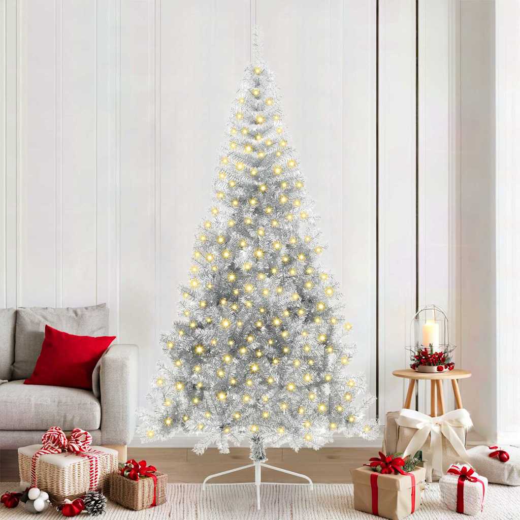 Kunstmatig Voorverlicht Kerstboom met 300 LED Zilver 210 cm PET