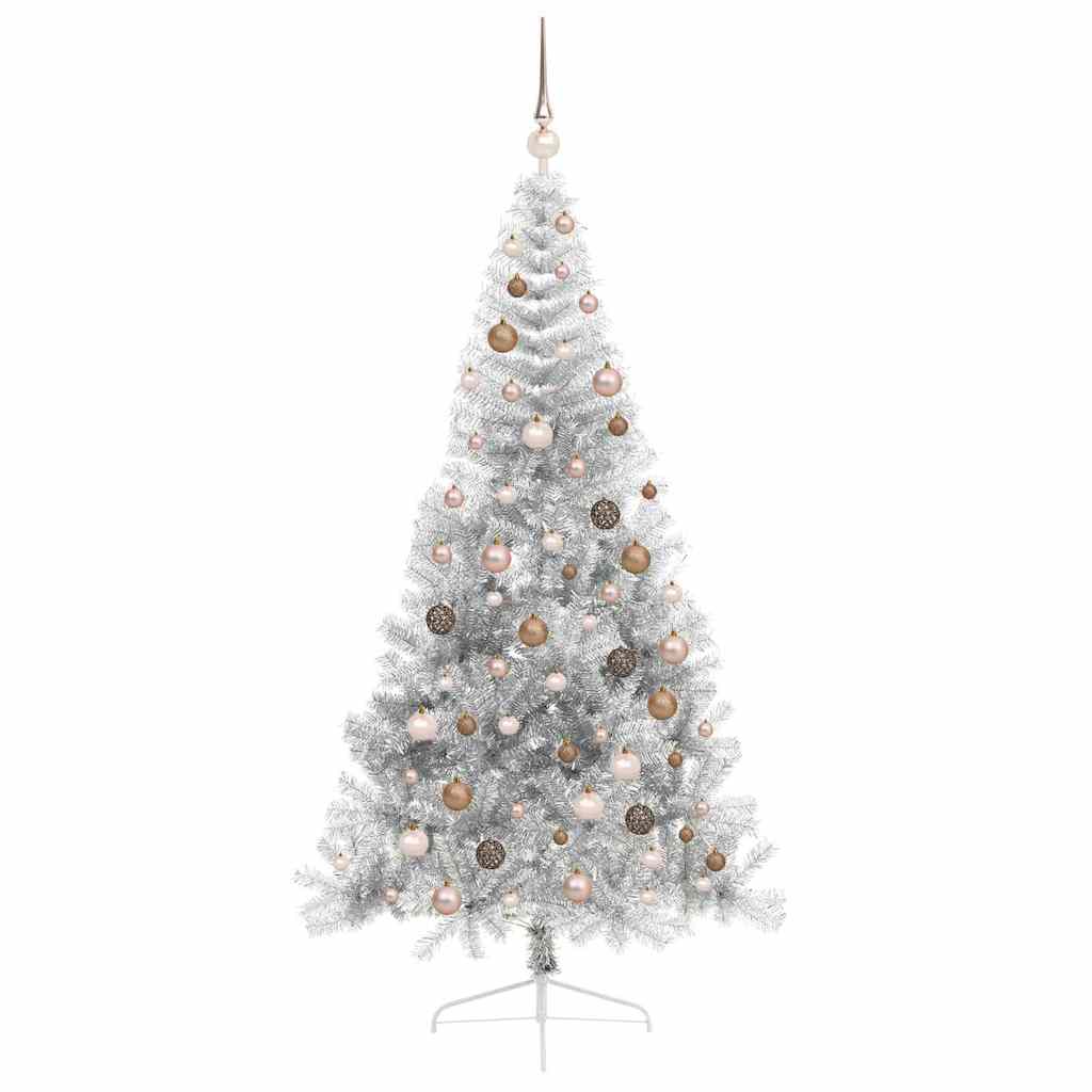 Kunstmatig Voorverlicht Kerstboom met 300 LED Zilver 210 cm PET