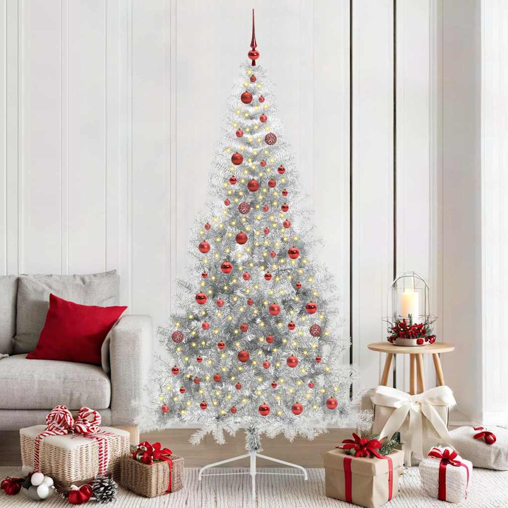 Kunstmatig Voorverlicht Kerstboom met 300 LED Zilver 210 cm PET