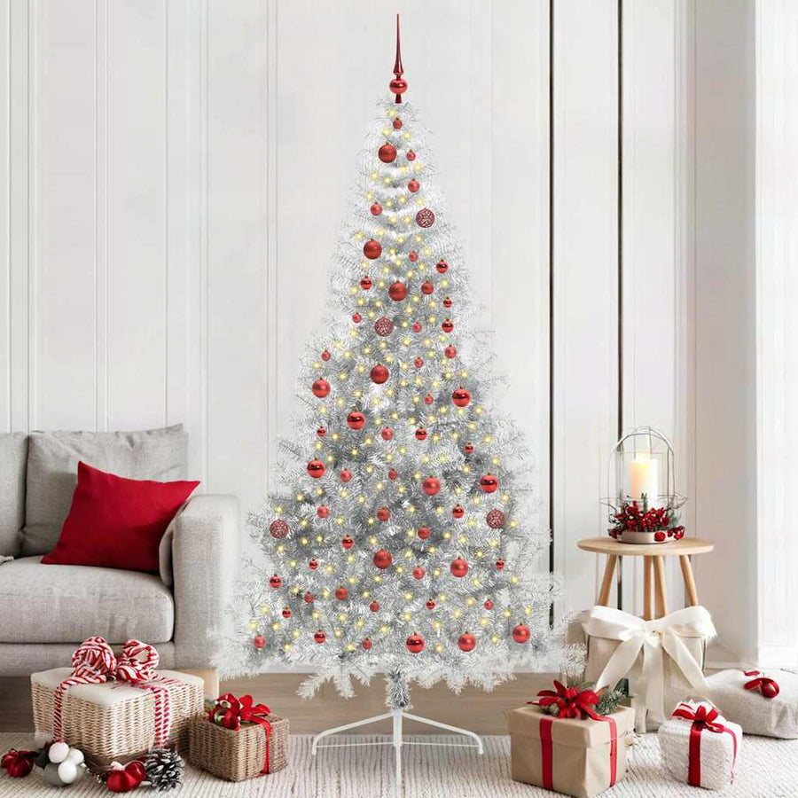 Kunstmatig Voorverlicht Kerstboom met 300 LED Zilver 210 cm PET