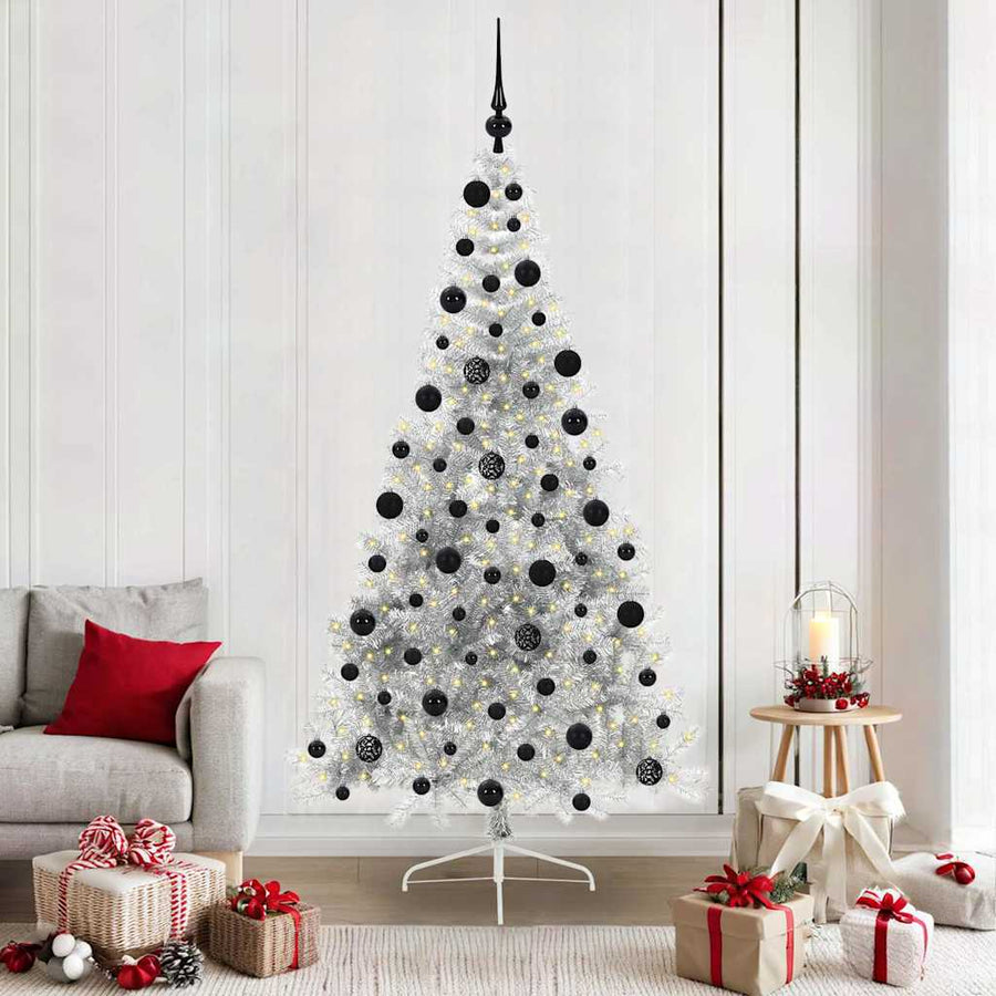 Kunstmatig Voorverlicht Kerstboom met 300 LED Zilver 210 cm PET