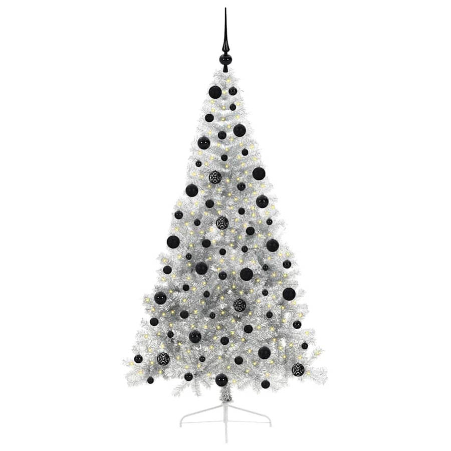 Kunstmatig Voorverlicht Kerstboom met 300 LED Zilver 210 cm PET