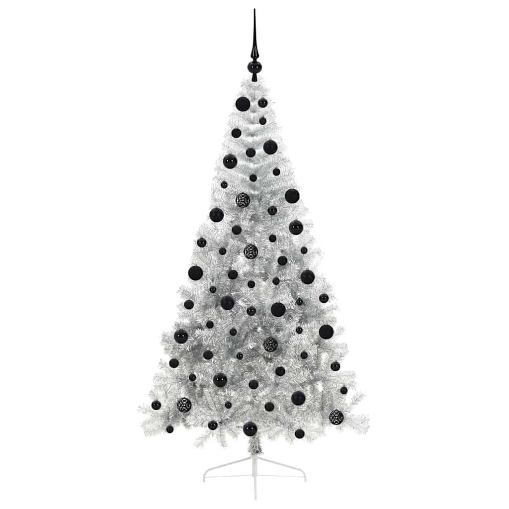 Kunstmatig Voorverlicht Kerstboom met 300 LED Zilver 210 cm PET