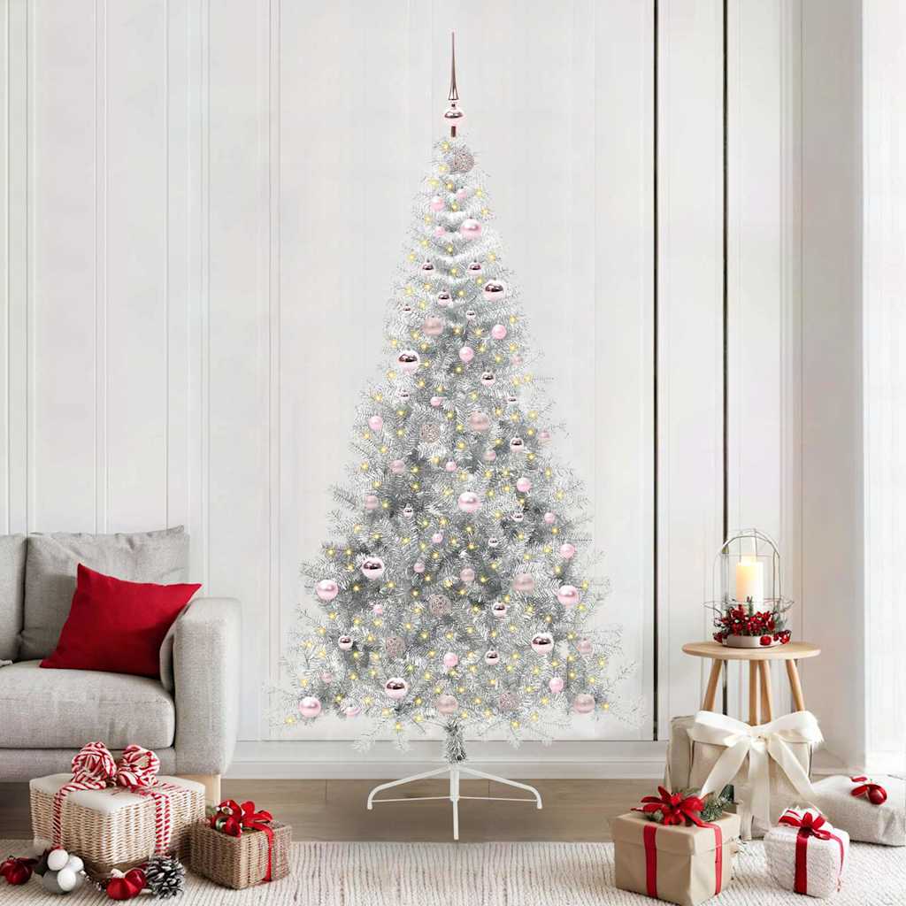 Kunstmatig Voorverlicht Kerstboom met 300 LED Zilver 210 cm PET