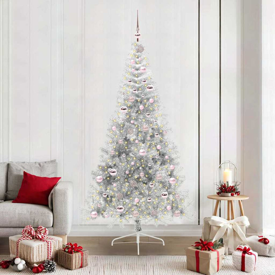 Kunstmatig Voorverlicht Kerstboom met 300 LED Zilver 210 cm PET