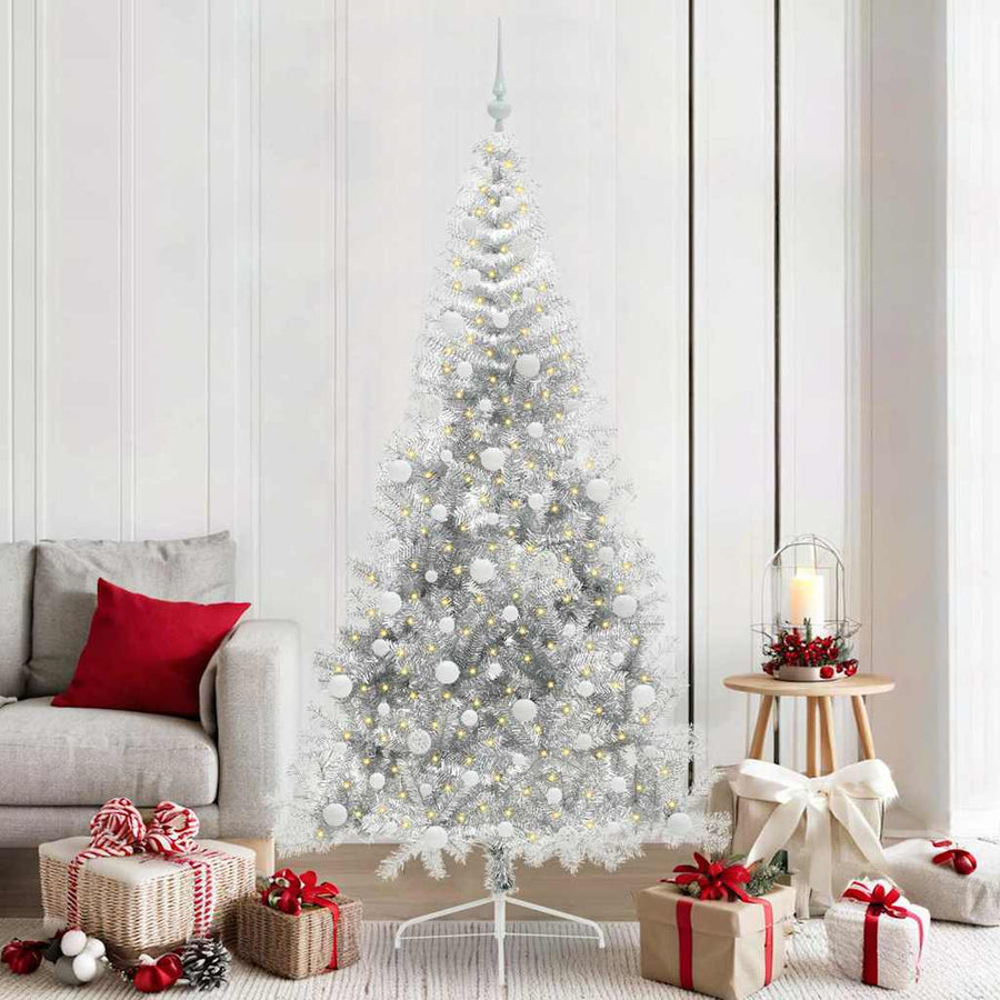 Kunstmatig Voorverlicht Kerstboom met 300 LED Zilver 210 cm PET