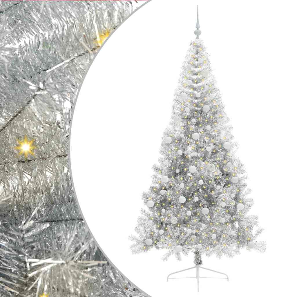 Kunstmatig Voorverlicht Kerstboom met 300 LED Zilver 210 cm PET