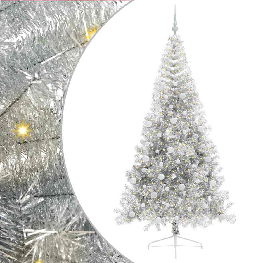 Kunstmatig Voorverlicht Kerstboom met 300 LED Zilver 210 cm PET