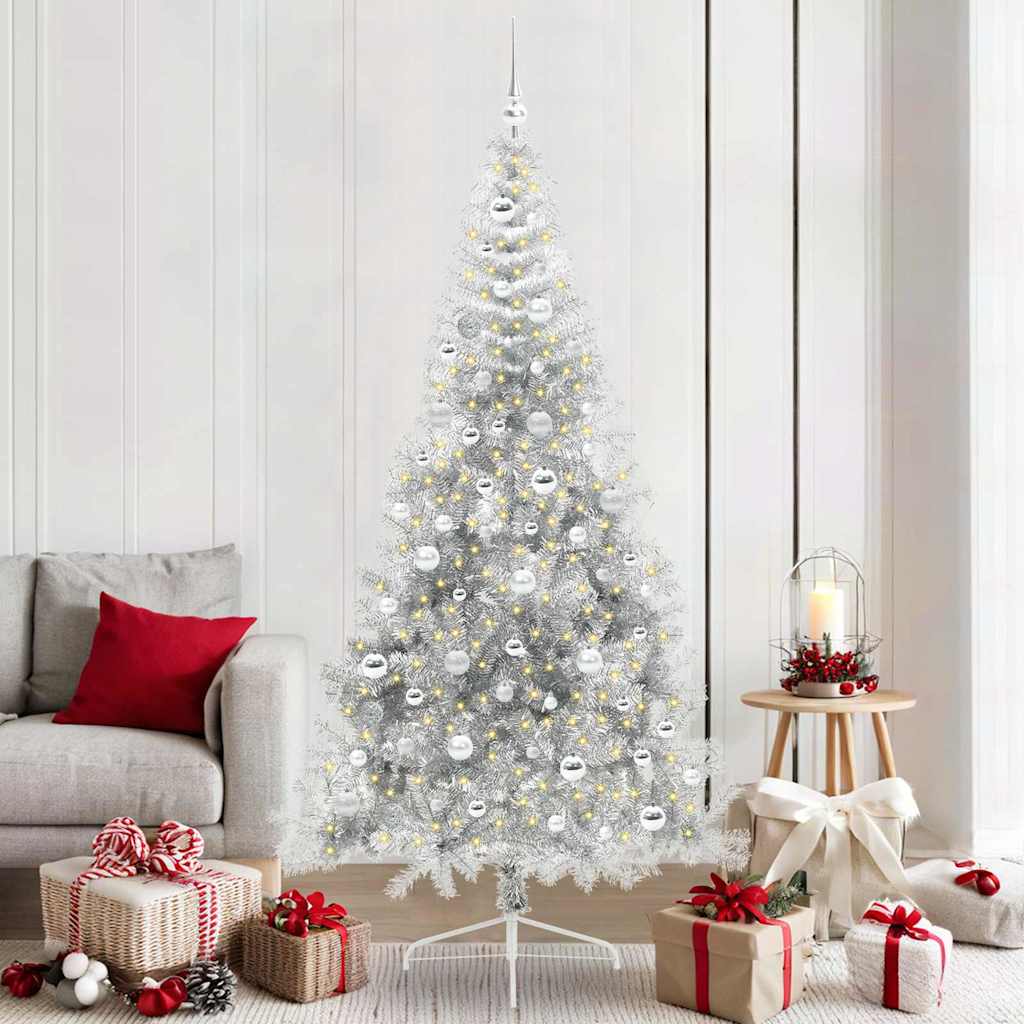Kunstmatig Voorverlicht Kerstboom met 300 LED Zilver 210 cm PET