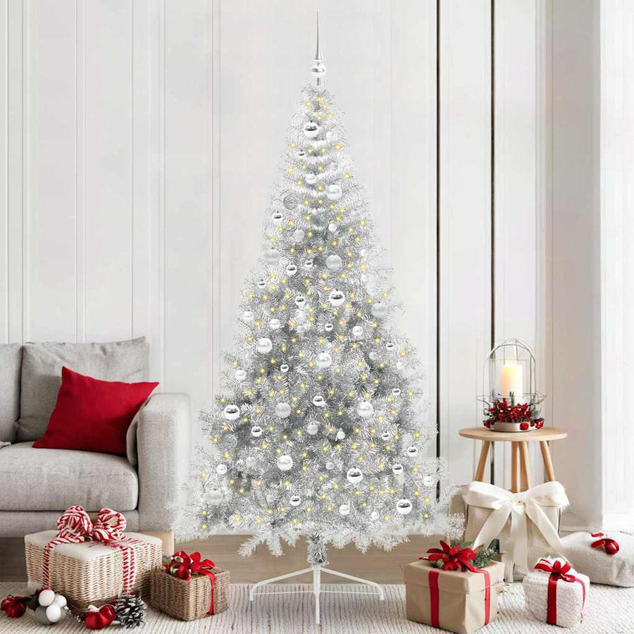 Kunstmatig Voorverlicht Kerstboom met 300 LED Zilver 210 cm PET