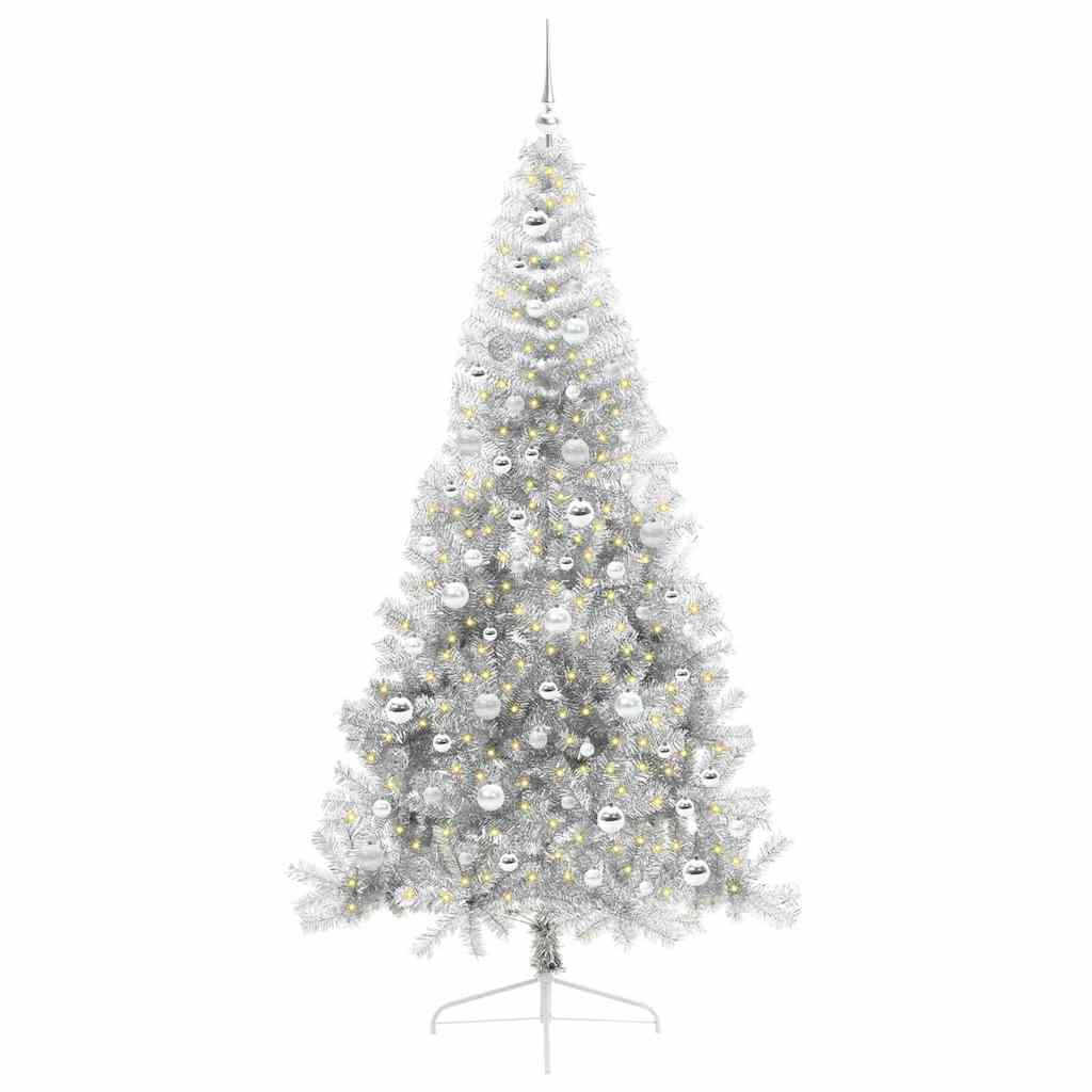 Kunstmatig Voorverlicht Kerstboom met 300 LED Zilver 210 cm PET