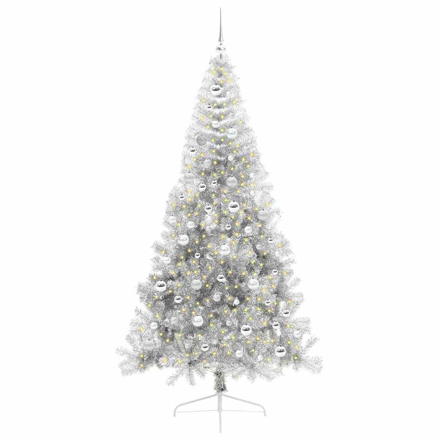 Kunstmatig Voorverlicht Kerstboom met 300 LED Zilver 210 cm PET