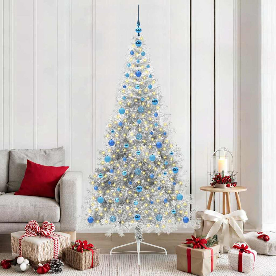 Kunstmatig Voorverlicht Kerstboom met 300 LED Zilver 210 cm PET