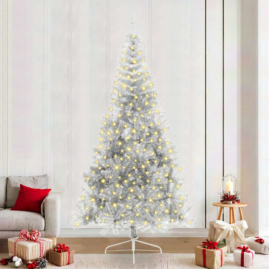 Kunstkerstboom met decoratieve touwlichten Zilver 240 cm PET