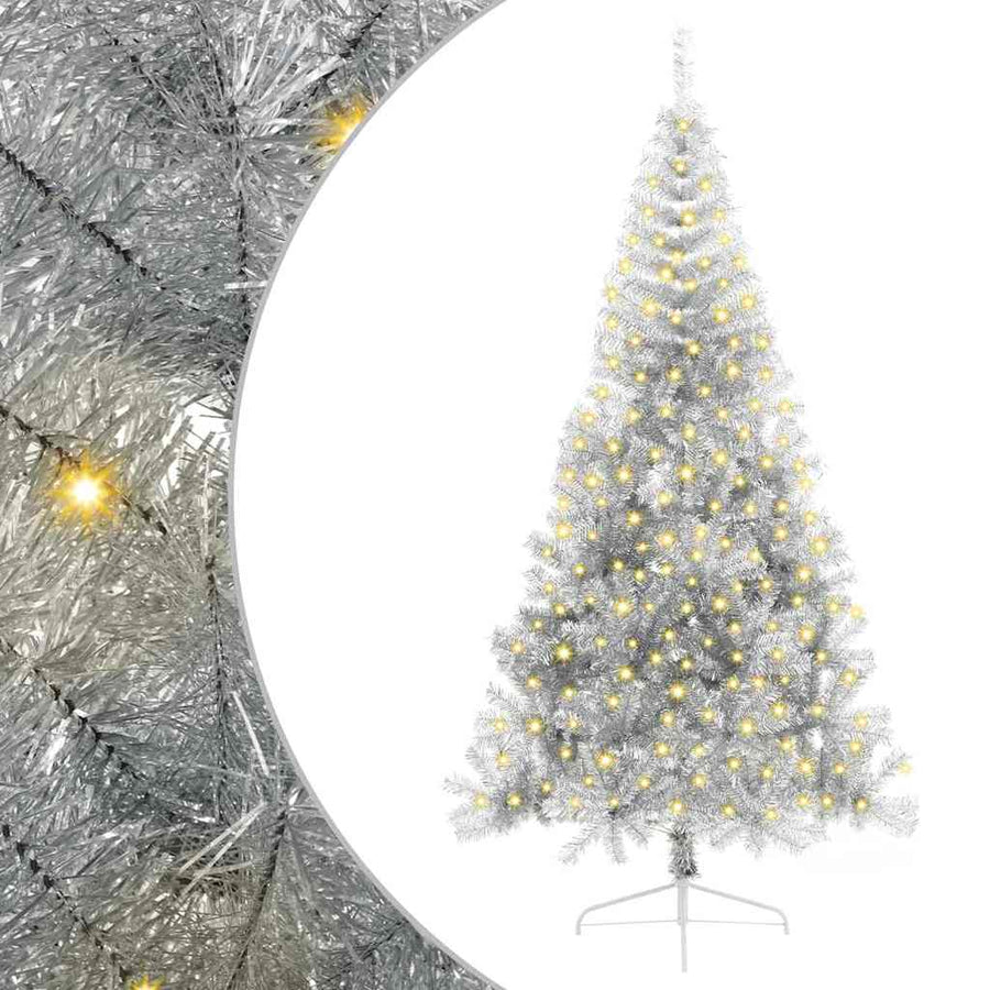 Kunstkerstboom met decoratieve touwlichten Zilver 240 cm PET