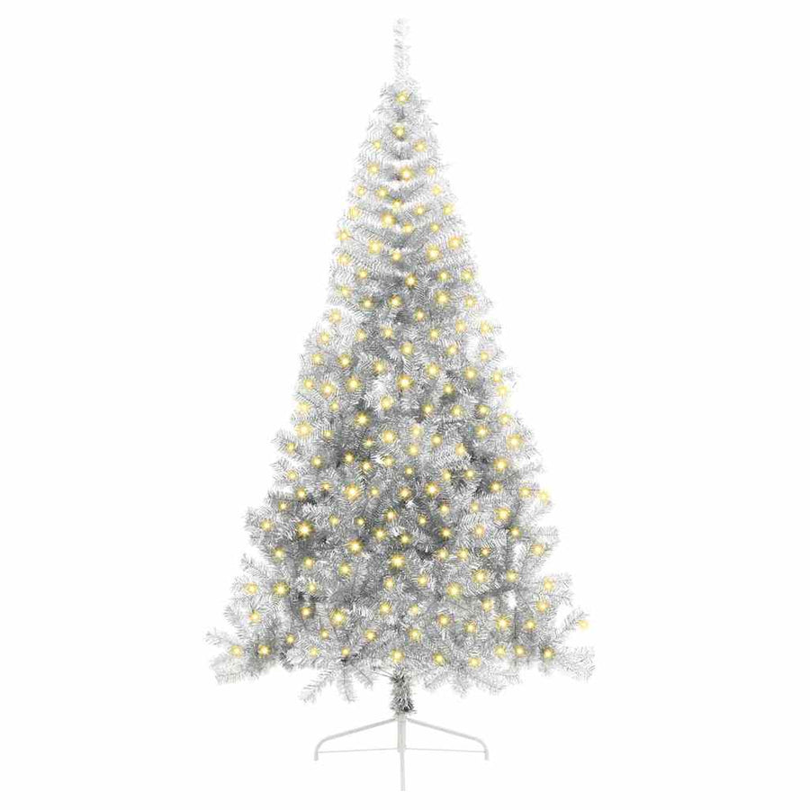 Kunstkerstboom met decoratieve touwlichten Zilver 240 cm PET