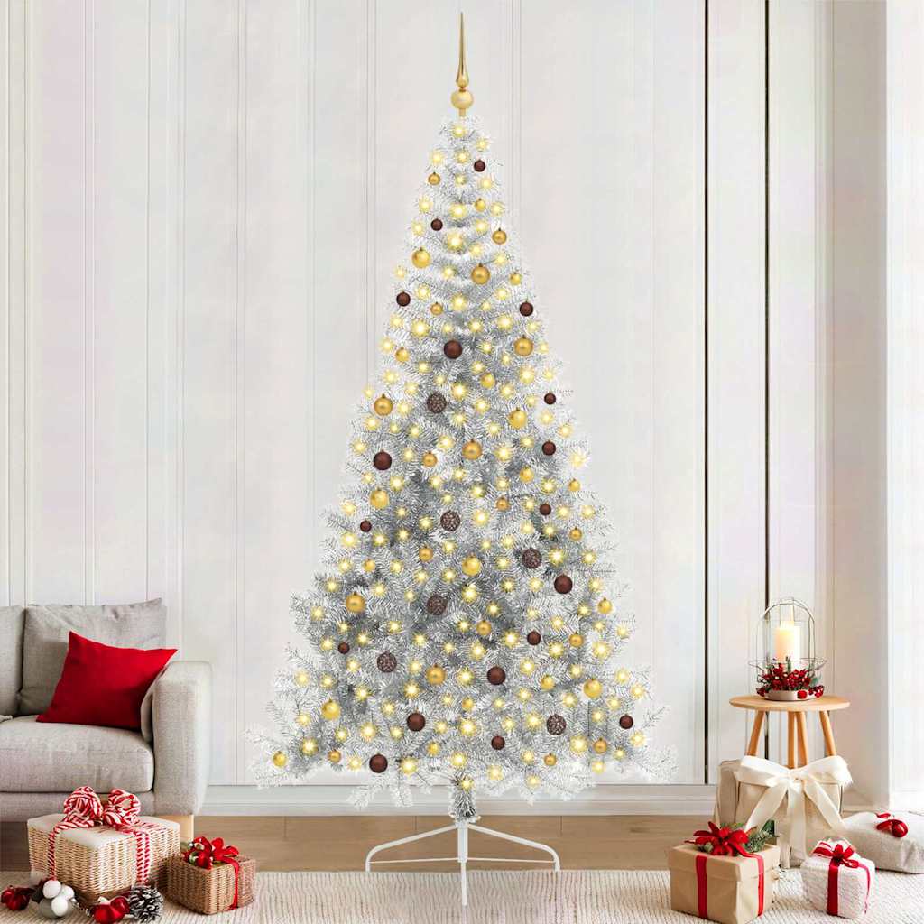 Kunstmatig Voorverlicht Kerstboom met 300 LED Zilver 240 cm PET