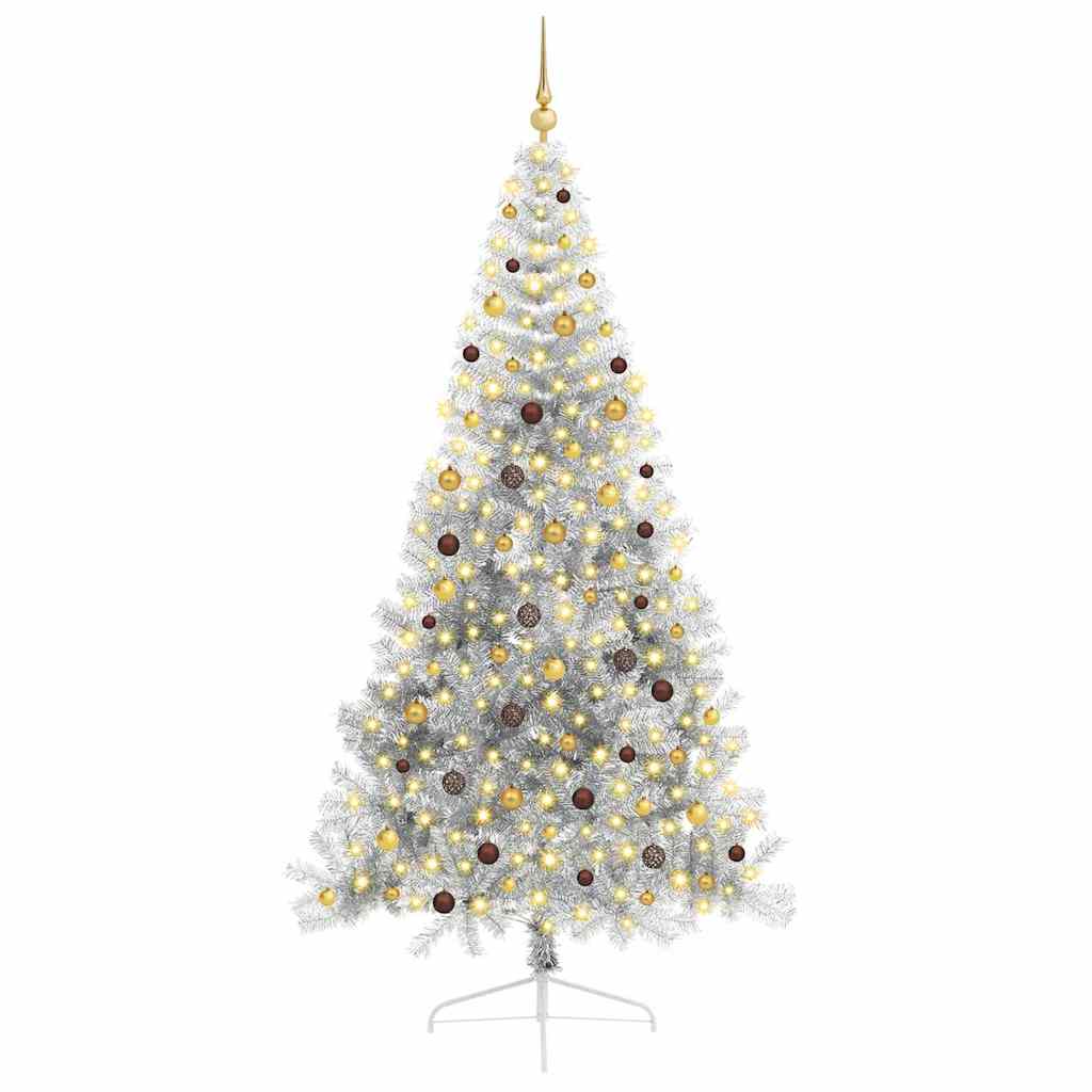 Kunstmatig Voorverlicht Kerstboom met 300 LED Zilver 240 cm PET