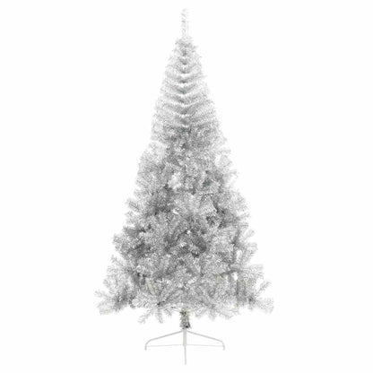 Kunstmatig Voorverlicht Kerstboom Met 300 Led Pet Zilver 240 cm met 120 witte/grijze ballen
