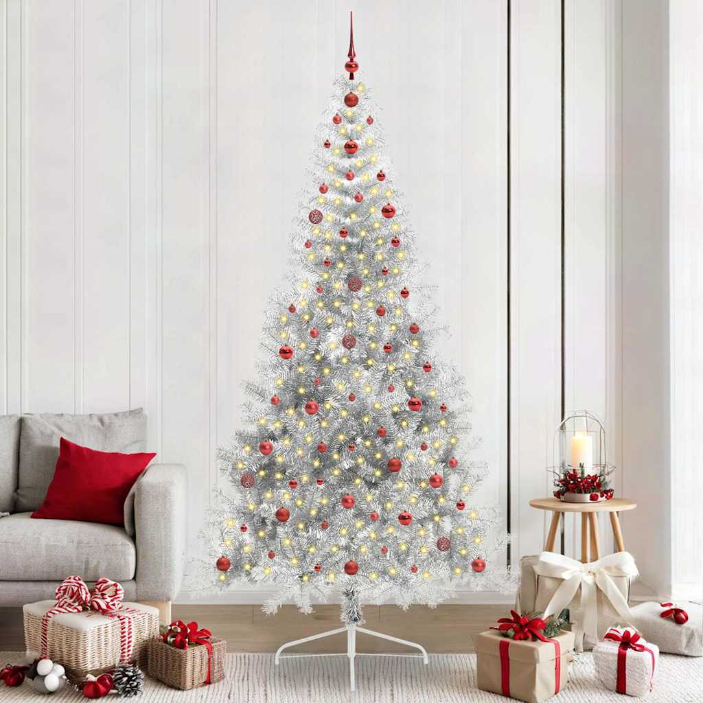 Kunstmatig Voorverlicht Kerstboom met 300 LED Zilver 240 cm PET