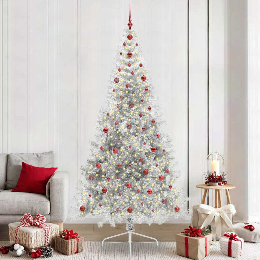Kunstmatig Voorverlicht Kerstboom met 300 LED Zilver 240 cm PET